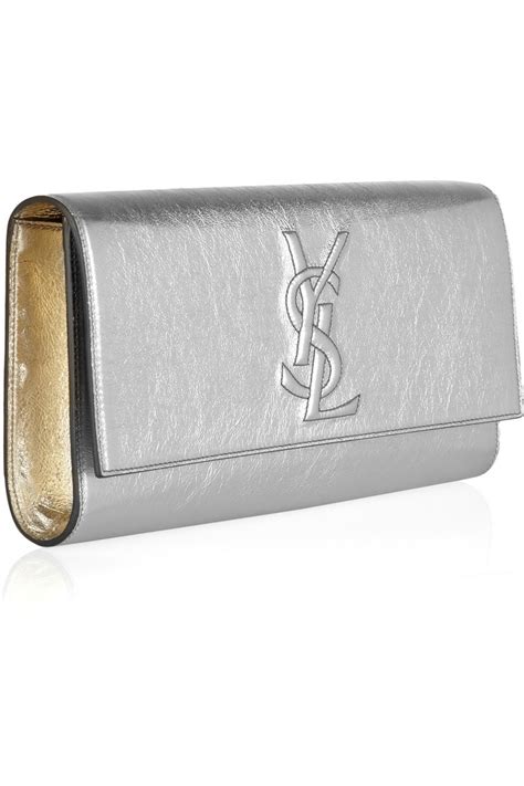 silver clutch ysl|small ysl clutch.